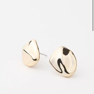 Gold tone chunky organic shaped earrings